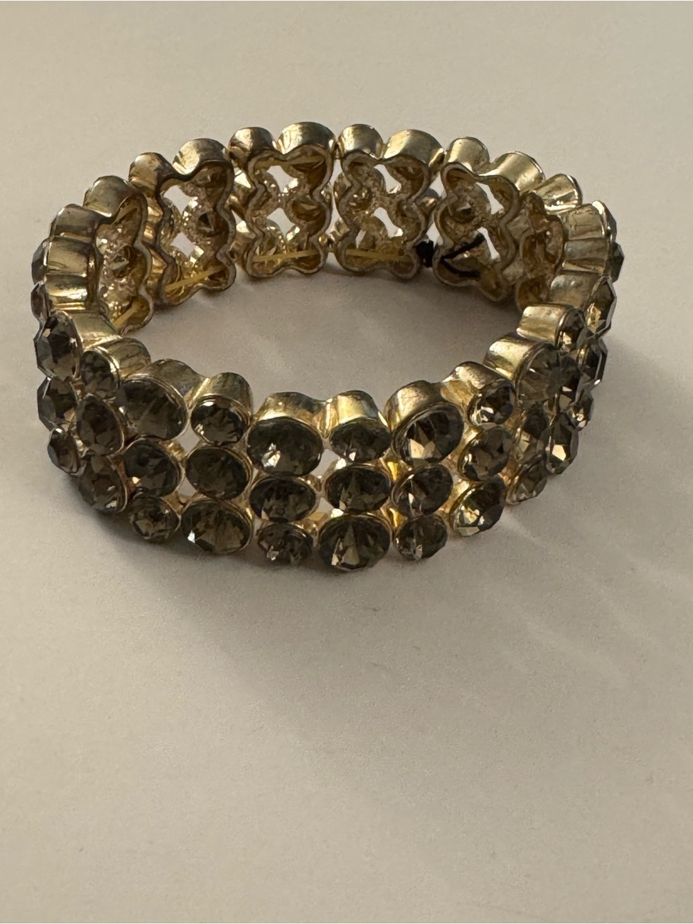 Gold-Tone Crystal Gray Stretch Bracelet Gold Toned J11